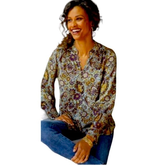 Soft Surroundings Paisley Button Down Blouse - Picture 1 of 7